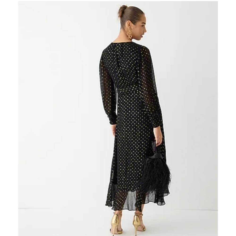 50. J.Crew Ruffle-hem Lurex® chiffon wrap dress - Picture 3 of 10